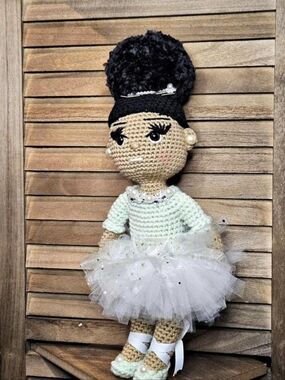 Handmade By Lendoria Crochet Doll in White & Green. Newly Fashioned For You!